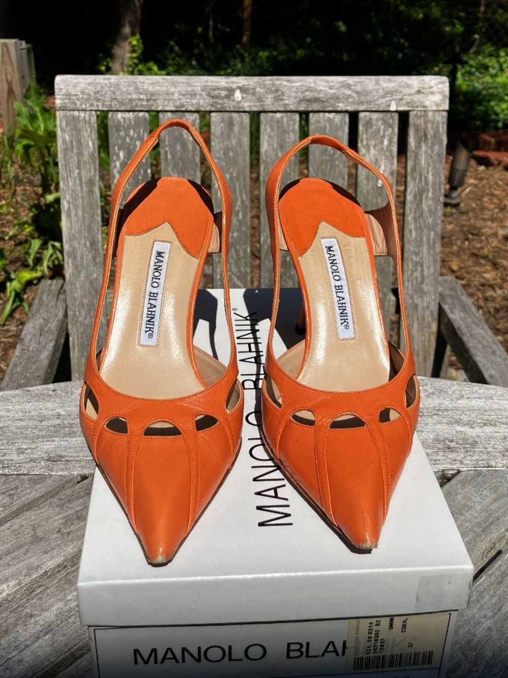 MANOLO BLAHNIK✨Vintage Leather Slingback Heels Size 37